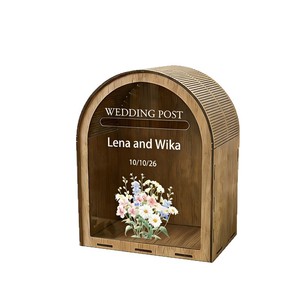 Personalized Wooden <strong>Wedding</strong> <strong>Post</strong> <strong>Box</strong> Customizable <strong>Card</strong> Holder with Acrylic Window <strong>for</strong> <strong>Wedding</strong> Reception Guest <strong>Card</strong> Collection - Product Image 1