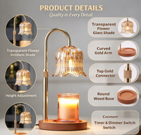 Lampe chauffe-bougie avec minuterie : Réglable en hauteur, intensité variable, chauffe-bougie réglable - Forme de fleur