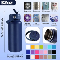 Bouteille d'eau sport en acier inoxydable de 32 oz, sans BPA, anti-fuite, certifiée LFGB SGS, vente en gros