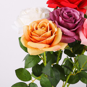<b>Artificial</b> Rose Single <b>Stem</b> Silk Flower Handmade Wedding Home Decoration Multi Color Vase Arrangement - Product Image 3