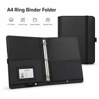 Carpeta de Anillas A4 de Cuero PU con Logotipo Personalizado, Organizador de Portafolio de Negocios con Ventana para Identificación y Portaplumas para Reuniones de Oficina, Venta al Por Mayor