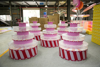 Décorations de magasin de bonbons colorés affichage doux décoration d'affichage de bonbons en vrac de gondole rose pour magasin de bonbons