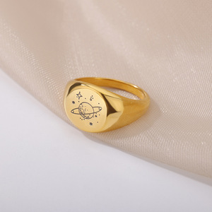 Go Party – bijoux en acier inoxydable plaqué or 18K, grosses bagues <span class=keywords><strong>pour</strong></span> femmes, chevalière épaisse, sculpture papillon, abeille, lune, planète, bagues - Product Image 5
