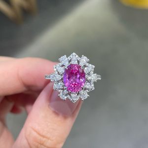 Aniversario Romántico 2 <span class=keywords><strong>Quilates</strong></span> <span class=keywords><strong>Diamante</strong></span> Plata 18K Chapado en oro Geométrico Laboratorio-Creado Rosa Zafiro Joyería en forma de huevo - Product Image 1