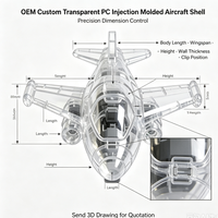 Coque d'avion en PC transparent moulée par injection sur mesure pour l'assemblage de modèles de jouets, fabrication en série OEM