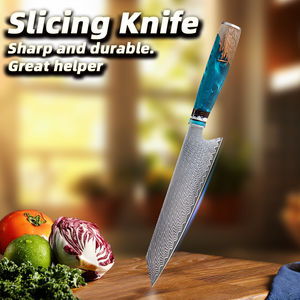 Couteau de chef en acier Damas de 8 pouces, 67 couches, couteau de cuisine japonais, cœur VG10, couteau Gyuto tranchant fait main pour trancher la <span class=keywords><strong>viande</strong></span> - Product Image 2