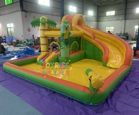 Nouveau château gonflable Dino avec toboggan et piscine, combo château sauteur et piscine à thème dinosaure