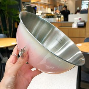 Juego de cuencos de acero inoxidable estilo coreano, diseño degradado de 3 piezas para ensaladas, amasar, hornear frutas, uso doméstico, peso ligero - Product Image 2