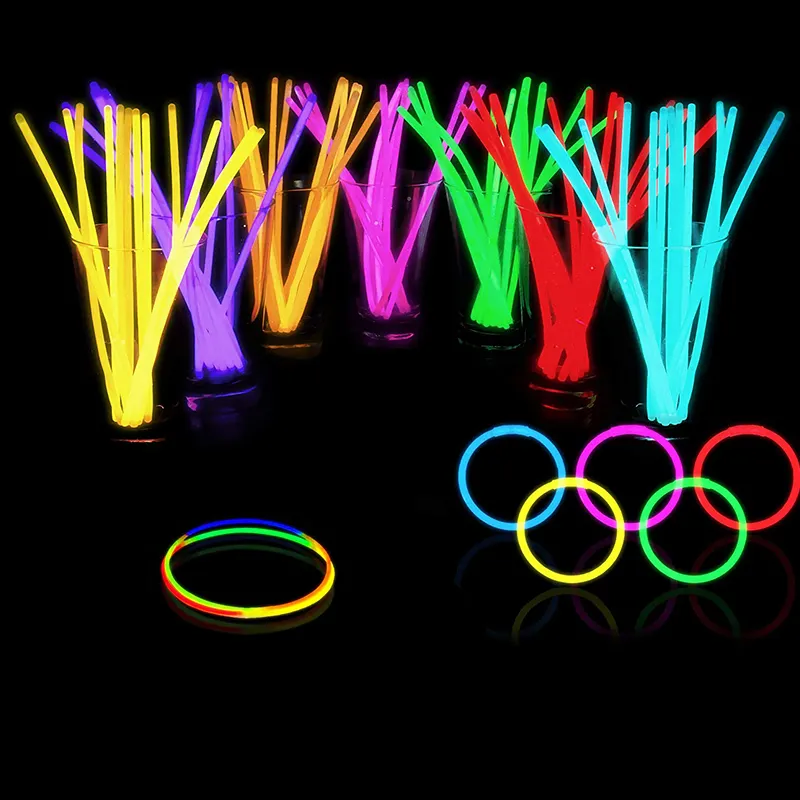 Fun Party Pack with 8" Glowsticks and Connectors for Bracelets and Necklaces for Kids and Adults Party Supplies