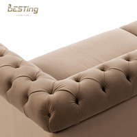 Möbel Wohnzimmer Sofa-Set Modernes Chesterfield-Sofa Mico-Fiberleder 100 % Massivholz europäischer Stil Stoff Sofa aus Samt