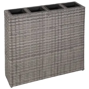 Rectangle Simple Style Flowerpot Garden Cheap wholesale wicker planter Garden Raised Bed with 4 Pots Poly Rattan pots