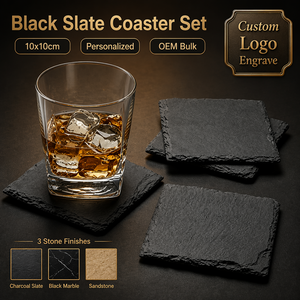 Posavasos <span class=keywords><strong>de</strong></span> Piedra <span class=keywords><strong>de</strong></span> <span class=keywords><strong>Pizarra</strong></span> Negra con Diseño <span class=keywords><strong>de</strong></span> Mármol, Cuadrados, Redondos y en Forma <span class=keywords><strong>de</strong></span> Corazón, <span class=keywords><strong>de</strong></span> 10 cm (4 Pulgadas), Personalizados, Impresos, <span class=keywords><strong>de</strong></span> Buena Calidad, Venta al por Mayor - Product Image 3