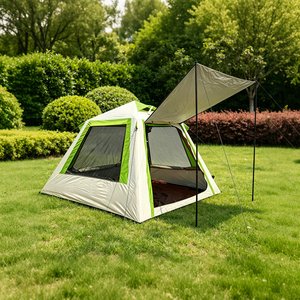 Compact 4 ㎡   Tente <span class=keywords><strong>gonflable</strong></span> pour 1-2 personnes, tente de glamping en Oxford 300D avec <span class=keywords><strong>auvent</strong></span>, porte simple, 3 fenêtres, pop-up - Product Image 2