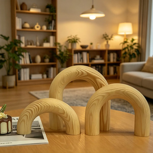 Ensemble de décoration d'<span class=keywords><strong>arche</strong></span> <span class=keywords><strong>en</strong></span> <span class=keywords><strong>bois</strong></span> <span class=keywords><strong>en</strong></span> trois parties, ornement de table basse, magnifique design d'<span class=keywords><strong>arche</strong></span>, étagère de rangement, style de décoration moderne pour la maison - Product Image 5