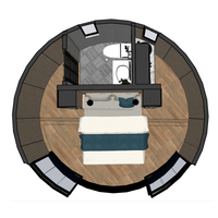 Casa contenedor moderna de lujo con estructura de acero, casa redonda de acero prefabricada de madera para exteriores, casa de vacaciones