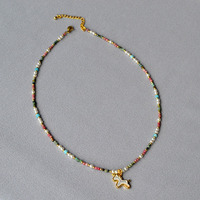 Collier en cristal fait main pour femme, avec pendentif petit cheval perlé imitation perle de cuivre couleur douce, vente en gros d'usine, tendance