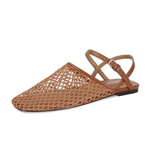 Zapatos Planos de <span class=keywords><strong>Mujer</strong></span> con Hebilla y Malla, Estilo Mary Jane, Cómodos, Casuales, de Red, Bailarinas, con Tira Trasera, Punta Cuadrada - Product Image 1