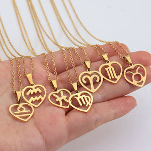 Populaire 12 Zodiac Collier 18K OR En Acier Inoxydable Sans Plomb <span class=keywords><strong>Horoscope</strong></span> Collier Signe Étoile Collier - Product Image 2