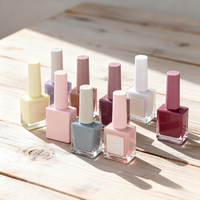 Bouteilles de vernis à ongles en gel vides, carrées, mates, 10ml, 12ml, 15ml, avec logo personnalisé par estampage à chaud, vente en gros, conteneurs en verre pour liquide à ongles