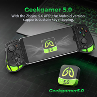 Pengontrol Game Mobile Tipe-C AB05 Double Hall Electromagnetic Rocker RGB Lighting Stretching Gamepad Joystick untuk Android IOS