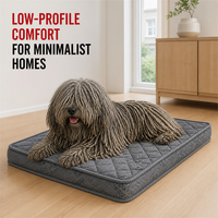 Minimalistische Orthopädische Hundematte Niedriges Profil Graue Bodenmatte mit Wasserdichtem Waschbarem Bezug