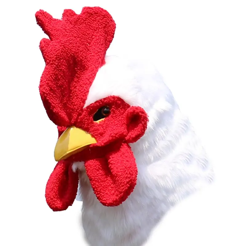 Máscara de gallo realista con piel sintética y mandíbula móvil Máscara de pollo animal con ojos iluminados y máscara de disfraz de boca móvil