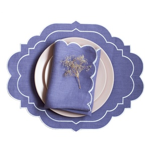 Embroidered Edge <b>Cloth</b> Napkin Pure <b>Linen</b> Monogram Placemat Organic <b>Linen</b> Cotton <b>Cloth</b> Napkin with LOGO for Wedding - Product Image 3