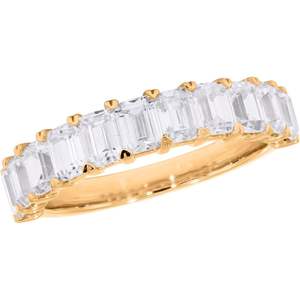 KEEVA JEWELS 2.20Ct Emerald Shape Prong Set Moissanite <b>Wedding</b> <b>Band</b> for Women Gold Plated Sterling <b>Silver</b> Handcrafted in the USA - Product Image 1