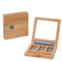 Palette de fard à paupières vide biodégradable écologique durable 3 surligneur d'ombrage fard à joues boîte d'emballage en bambou