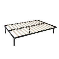 Lit double en bois et métal, simple et élégant, avec rangement, directement de l'usine