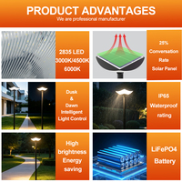Lampes solaires de jardin LED 60W 3000K 6000K ABS pour extérieur, IP65, 160lm/w, autonomie longue durée par temps de pluie