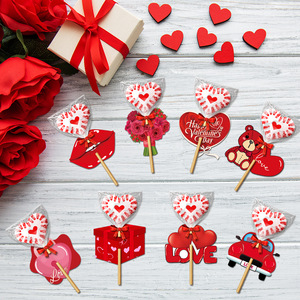 <span class=keywords><strong>Tarjeta</strong></span> de Papel con Diseño de Piruleta para el Día de San Valentín, Estilo Moderno, Decoraciones para Fiesta de San Valentín, Soporte de Papel para Tarjetas, para Paquetes de Regalo de Dulces - Product Image 1