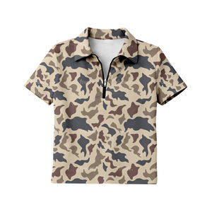 Haut d'été pour femme adulte, personnalisé, camouflage olive, manches courtes, fermeture éclair, anti-plis, vente en gros, GT1596 - Product Image 3