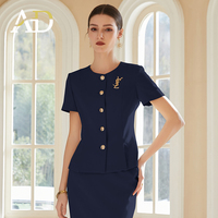 ODM OEM derniers ensembles de costumes de travail de caractère haut de gamme blazers et pantalons ensembles de deux pièces design moderne coupe ajustée à manches courtes