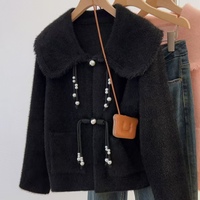 Las prendas de punto más vendidas para mujer abrigo de cuello alto de Color sólido botón con cordón bonito abrigo de Cachemira de manga larga para mujer