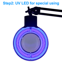 UV LED 6500K LED 2 in 1Illuminated Lamp with Glass Magnifier Arm Foldable Jewelry PCB Electronics Inspection Magnifying Lamp