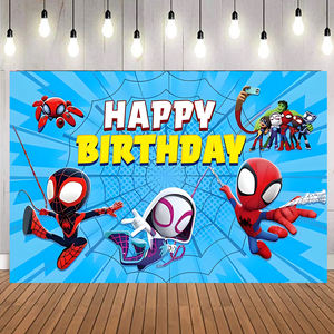 Toile de fond sur le thème de Spider-Man <span class=keywords><strong>pour</strong></span> les enfants, les garçons, les fêtes d'<span class=keywords><strong>anniversaire</strong></span>, décorations de fête - Product Image 1