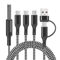 Venta caliente 3 en 1 3A Carga rápida 3 Nylon trenzado USB Tipo C Cable de datos de material de metal de cobre puro para teléfono móvil
