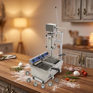 Nouvelle machine à churros en acier inoxydable avec moules interchangeables, extrudeuse de comptoir haute productivité et appareil de friture profonde - Product Image 1