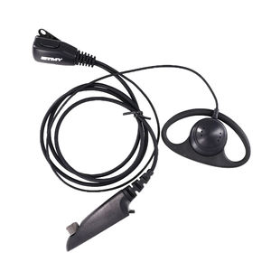 ET-ER2700 D Shape Earpiece with PTT Microphone Black Two Way Radio Headset for GP328 GP340 GP380 HT1250 MTX960 Portable Radio - Product Image 6