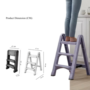 Practical Traditional Plastic Folding 3 Step <b>Stool</b> Heavy Duty with Non Slip Pedal and Sturdy Frame for Kitchen Garage RV Travel - Product Image 2