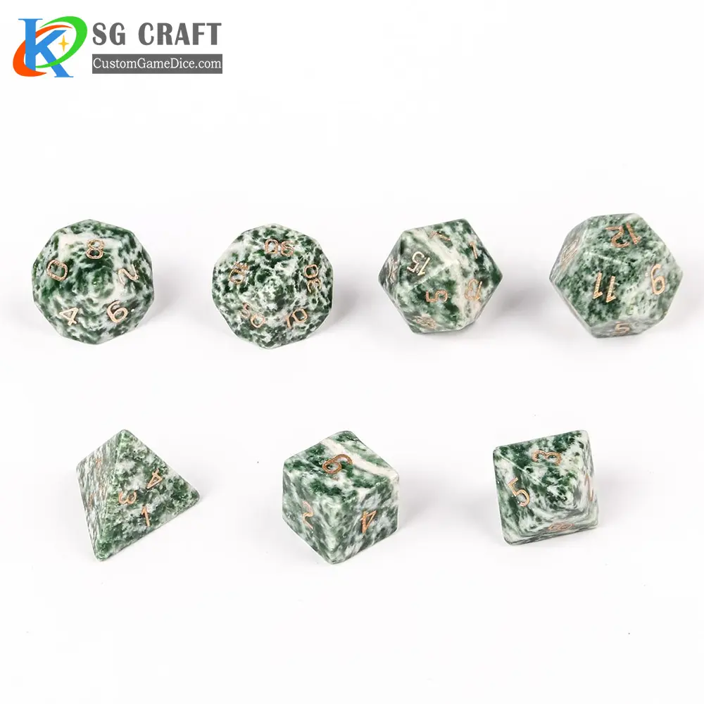 SueGao Craft High Quality Manufacture Custom Polyhedral RPG DnD Game Stone Dice 7-pcs Set For Game