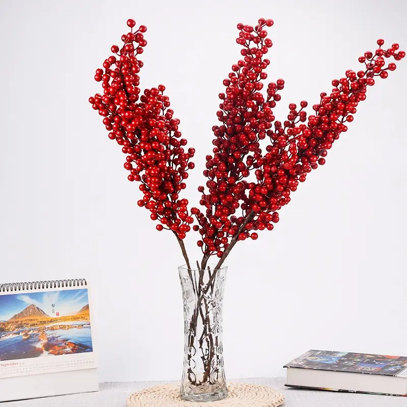 2020 חדש 27.6 אינץ מלאכותי פרחים אדום פירות יער גזע הקדוש ברי עבור חג המולד קישוט חתונה ועיצוב בית