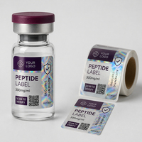 Étiquettes autocollantes holographiques argentées personnalisées anti-contrefaçon pour peptides, 50 unités