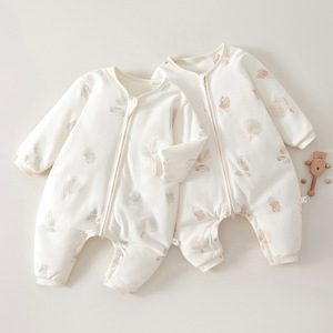 Saco de <span class=keywords><strong>dormir</strong></span> <span class=keywords><strong>para</strong></span> bebé, manta antipatadas acolchada de algodón grueso que absorbe la humedad, estilo otoño-invierno con cremallera separadora de piernas - Product Image 1