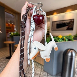 Wholesale Luxury Leather Puppy Keychain Handbag Pendant Women Animal <b>Ornament</b> <b>Car</b> Keychain Designer Dog Bag Charm - Product Image 2
