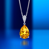Collier en argent 925 de luxe avec pendentif en forme de goutte d'eau, chaîne en forme de boîte, pierre naturelle, pour femme, à porter tous les jours, cadeau, fabriqué en Chine, modèle YSP0001
