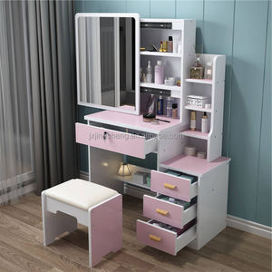 Coiffeuse classique moderne <span class=keywords><strong>rose</strong></span> avec miroir multifonctionnel Rangement peu encombrant Meubles de chambre <span class=keywords><strong>à</strong></span> coucher en bois - Product Image 6