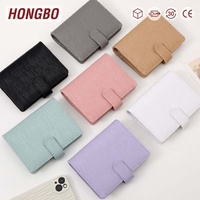 Organiseur de portefeuille à 6 anneaux en cuir Saffiano A7, 7 couleurs : gris, menthe, lilas, avec porte-cartes et feuilles mobiles