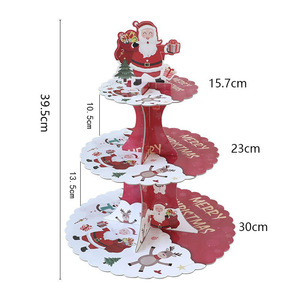 Supporto monouso per Dessert a tema natalizio supporto per Cupcake in cartone a 3 livelli supporto per Dessert carta rotonda per pasticceria a torre - Product Image 2